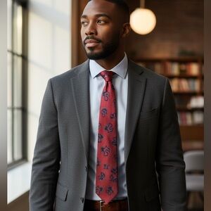 HANDMADE IN ITALY SILK TIE David Lawrence Art Deco Red FAST SHIPPING 1708-13